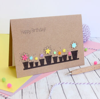 Personalised Happy Birthday Card With Flower Pots, 7 of 7