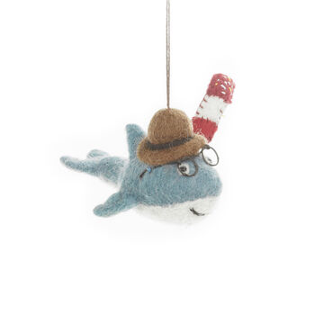 Handmade Felt Summer Holiday Shark Hanging Decoration, 3 of 3