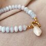 Blue Chalcedony Gemstone And Pearl Bracelet, thumbnail 5 of 6