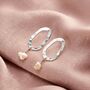 Organic Hammered Hoop Pearl Charm Stud Earrings, thumbnail 1 of 6