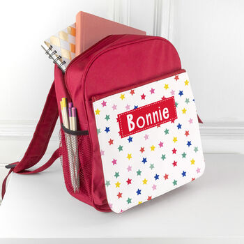 Personalised Girl's Patterned Red Rucksack, 11 of 12
