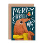 Dog And Robin Illustrated Christmas Card, thumbnail 2 of 2