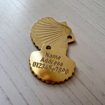 Brass Shell Dog ID Tag Personalised And Engraved, 5 of 5