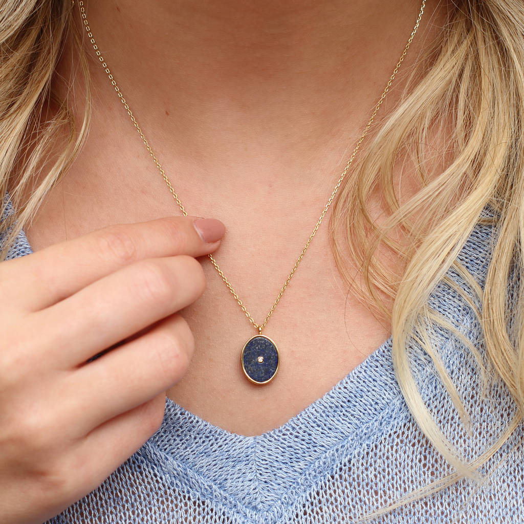 Personalised 18ct Gold Plated And Lapis Lazuli Locket, 1 of 5