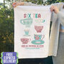 Personalised Six Tea Tea Towel 60th Birthday Present, thumbnail 2 of 4
