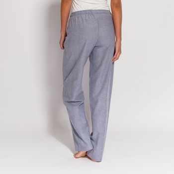 Women's Pyjama Trousers Ash Grey Herringbone Flannel, 2 of 4