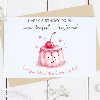 Personalised Happy Birthday Husband Cherry Card, 2 of 2