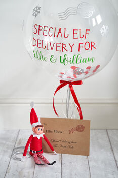 Personalised Christmas Elf Arrival Bubble Balloon, 2 of 5