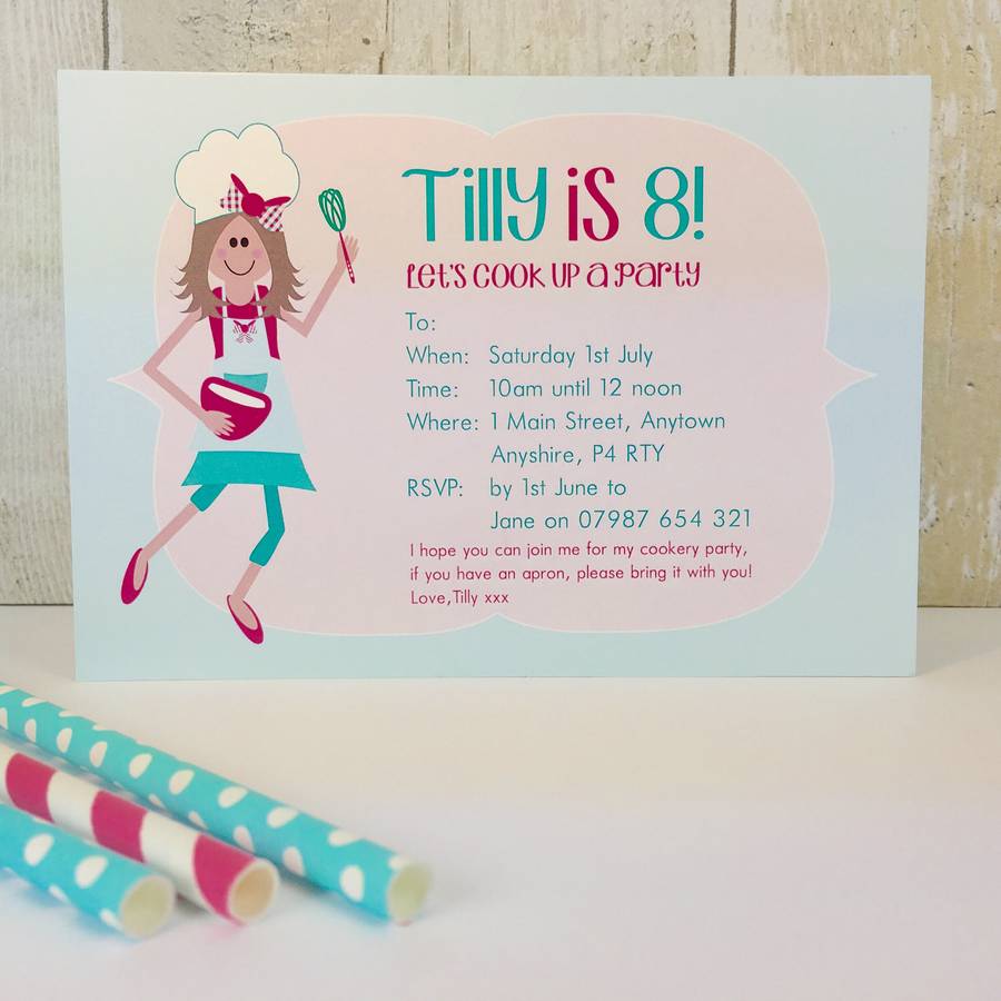 Image of 16 Cookery Party Invitations Or Thank You Cards