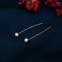 Fire Opal Dot Threader Earrings In Sterling Silver, thumbnail 5 of 11