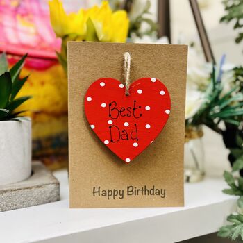 Personalised Dad Daddy Heart Birthday Card Wooden, 4 of 4
