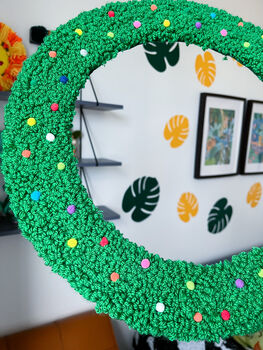 Colourful Punch Needle Christmas Wreath, 9 of 10