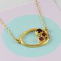 Garnet And Ruby Oval 18kt Gold Plated Silver Necklace, thumbnail 1 of 5
