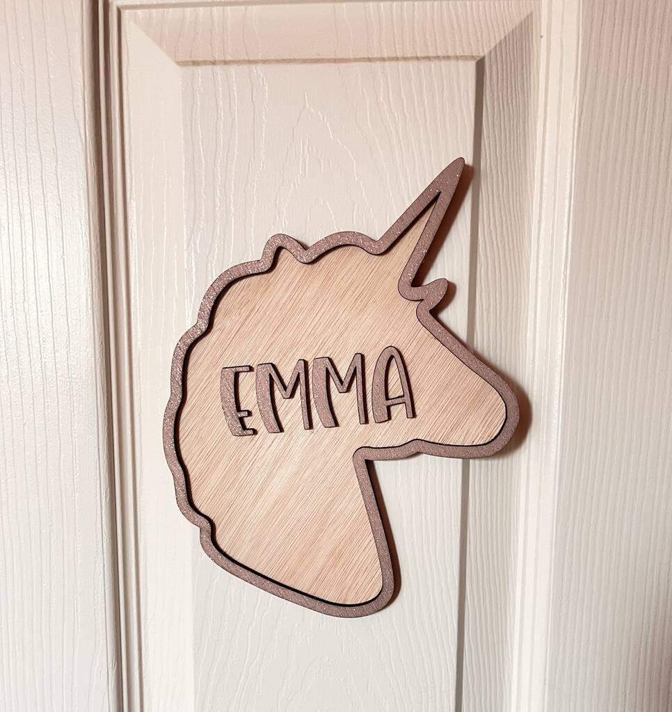 Unicorn Door Sign For Girls Bedroom Decoration For Kids Nursery, 1 of 8