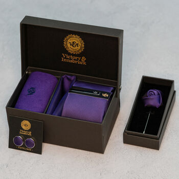 Cadbury Purple Tie Set And Socks Wedding Groomsmen Gift, 5 of 8