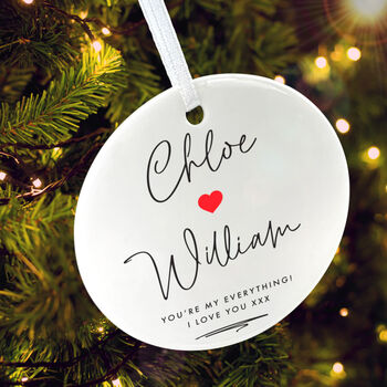 Couples Ceramic Disc Hanging Decoration Bauble + Gift Box, 5 of 6