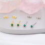 Sterling Silver Extra Tiny Sterling Silver Emerald Green Cz Stud Earrings, thumbnail 1 of 12