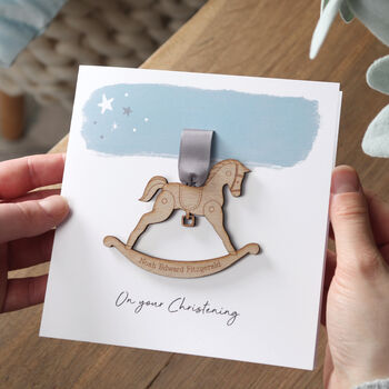 Rocking Horse Christening Or Baptism Day Card, 3 of 3