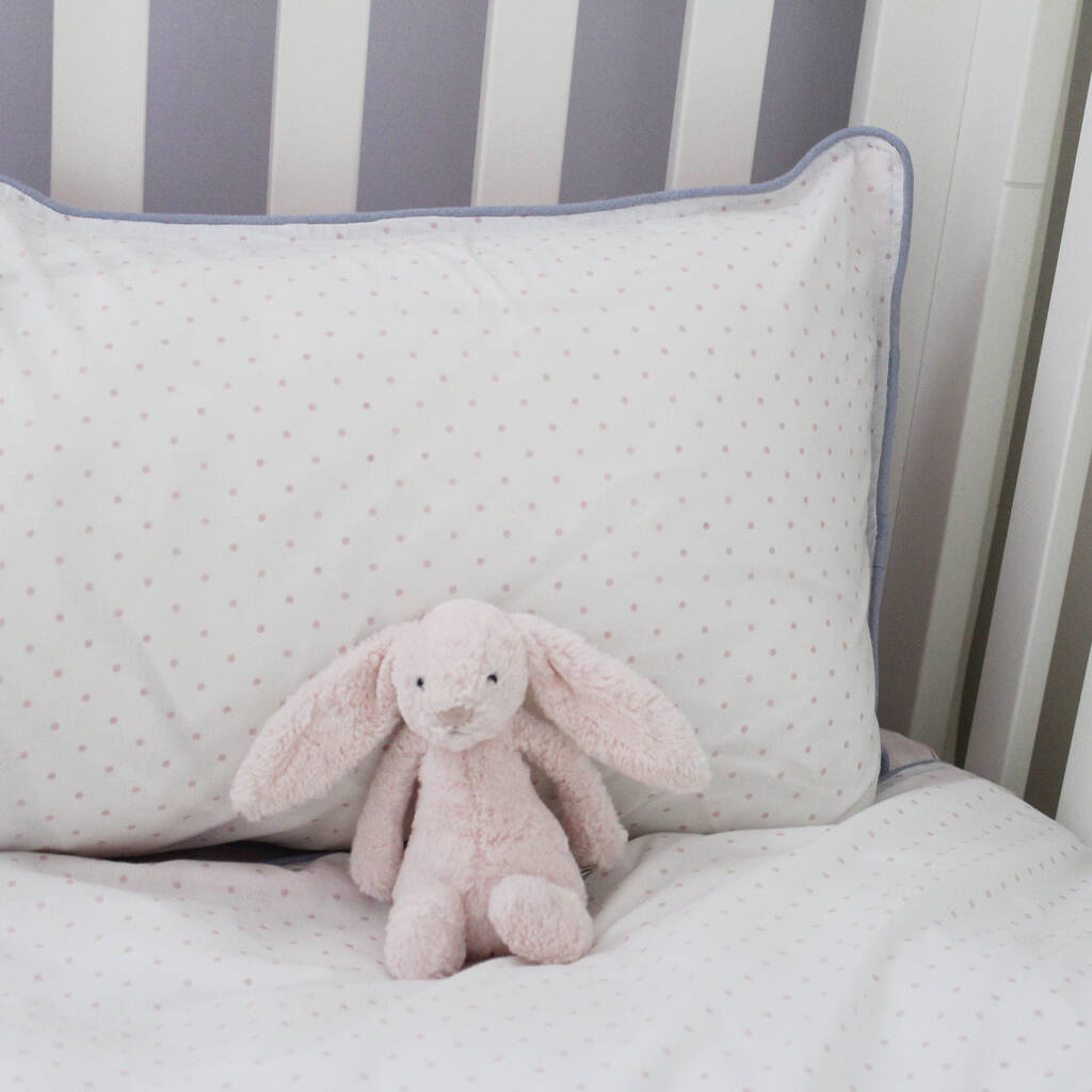 Pink Spot Cot Bed Duvet Cover And Pillow Base Bed Set By Lime Tree London