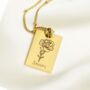 Personalised Rectangle Tag Birth Flower Necklace, thumbnail 5 of 12
