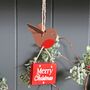 Hanging Robin Merry Christmas Sign Decoration, thumbnail 1 of 2
