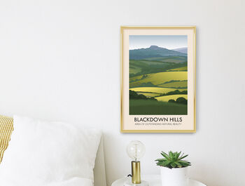 Blackdown Hills Aonb Travel Poster Art Print, 2 of 8