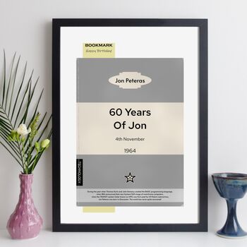 Personalised 60th Birthday Print 1964 Book Cover Gift, 7 of 12