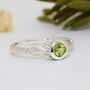 Sterling Silver Coloured Gemstone Leaf Ring, thumbnail 3 of 5