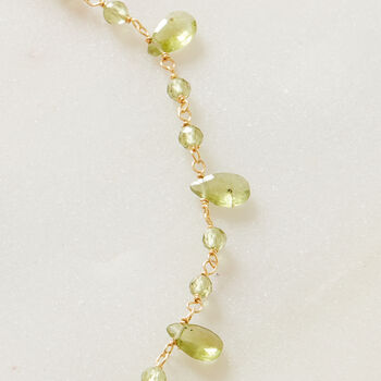 Green Peridot Beaded Gemstone Short Collar Necklace, 5 of 11