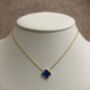 Gold Plated Blue Single Clover Necklace, thumbnail 1 of 7