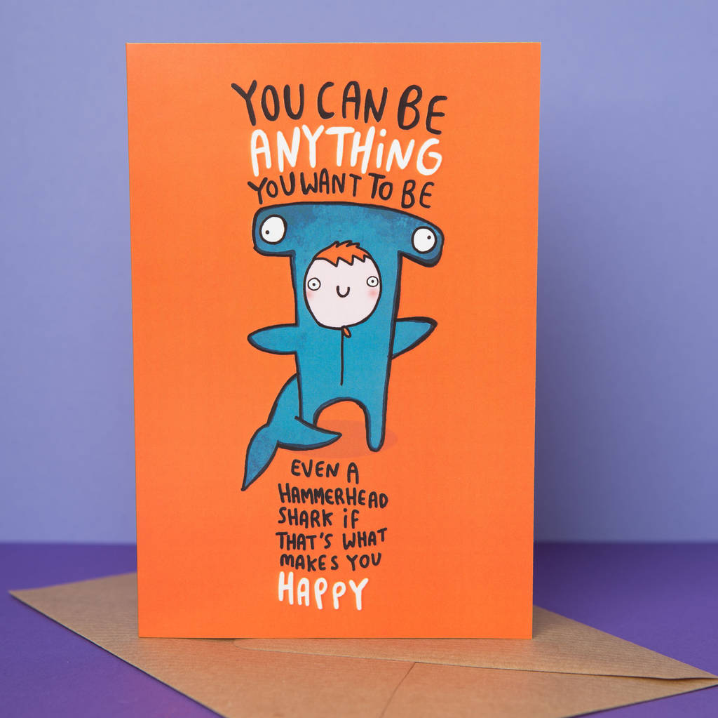 Hammerhead Shark Boy Good Luck Card By Katie Abey Design ...