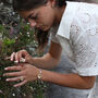 Handmade Sterling Silver Adjustable Ring Ceramic, Glass And Gold Crystal Pool, thumbnail 10 of 12