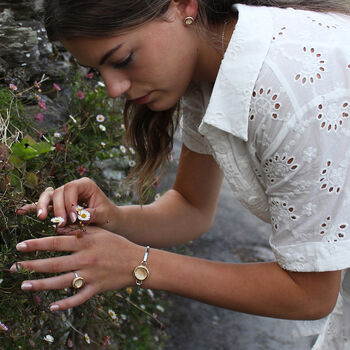 Handmade Sterling Silver Adjustable Ring Ceramic, Glass And Gold Crystal Pool, 10 of 12