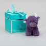 Personalised Mini Purple Collectible Highland Cow Soft Toy Cow, Gift Boxed, thumbnail 4 of 12