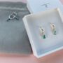 Turquoise Baguette Drop Hoop Earrings, thumbnail 3 of 7