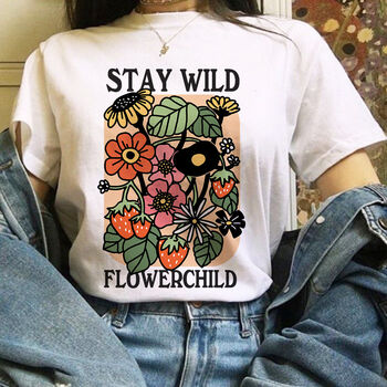 'Stay Wild Flowerchild' Cottagecore Botanical Tshirt, 2 of 7