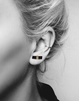 9ct Gold Black Tourmaline Gemstone Stud Earring, 4 of 4