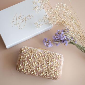 Lana Champagne Gold Velvet Clutch, 2 of 6