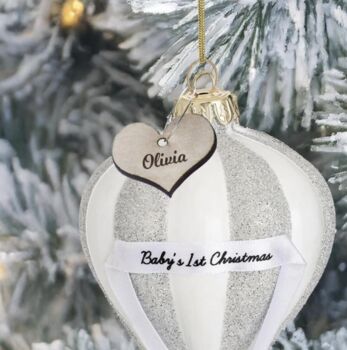 Babies First Christmas Hot Air Balloon Bauble, 2 of 3