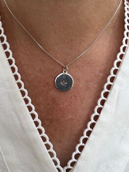 15mm Disc Moon And Star Silhouette Pendant Necklace, 2 of 4