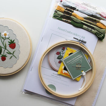 Strawberries On A Vine Beginner Embroidery Kit, Hand Embroidery, 5 of 5
