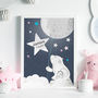 Personalised Bear With Moon Baby Print, thumbnail 1 of 5