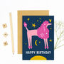 Pink Poodle Dog In Starry Sky Happy Birthday Card, thumbnail 4 of 4
