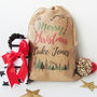 Personalised Christmas Sack With Trees Print, thumbnail 2 of 4
