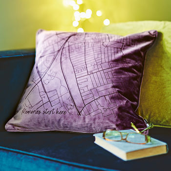 Velvet Personalised Map Cushion, 2 of 12