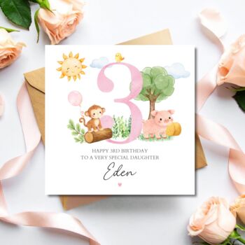 Farm Animals 3rd Birthday Card, 1st 2nd Birthday Card For Son, Daughter, Any Relationship, 2 of 7