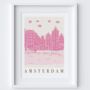 Amsterdam, Netherlands City Skyline Scene Travel Print, thumbnail 2 of 2