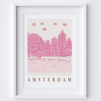 Amsterdam, Netherlands City Skyline Scene Travel Print, 2 of 2