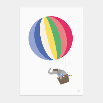 Mr Elephant Hot Air Balloon Print, 4 of 4