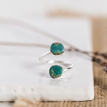 Silver Plated Turquoise Double Ring, 4 of 8